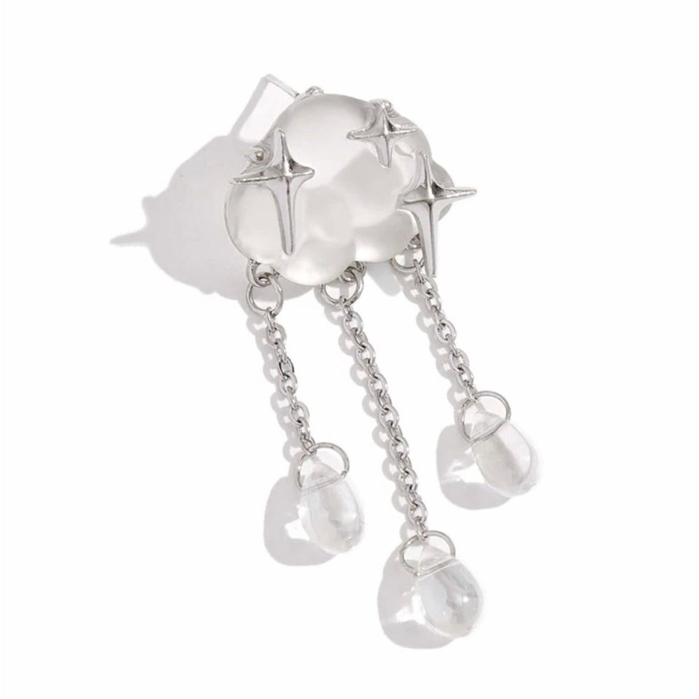 “Starry Rain Clouds” Frosted Glass Star Stellar Cumulus Weather Raindrops Dangle - Picture 12 of 16